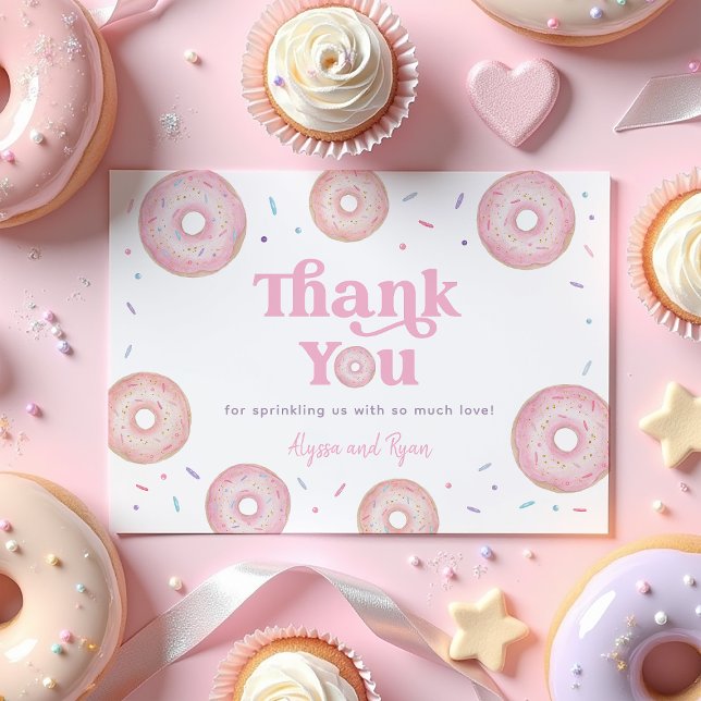 Rosa Pastel Donut Baby Sprinkle Tack Kort (Skapare uppladdad)