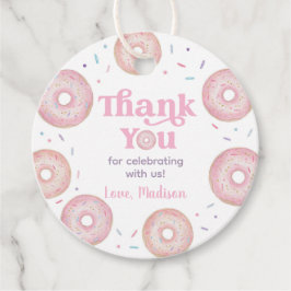 Rosa Pastel Donut Birthday Tack Gåvor Etiketter