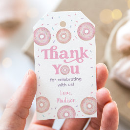 Rosa Pastel Donut Birthday Tack Presentetikett