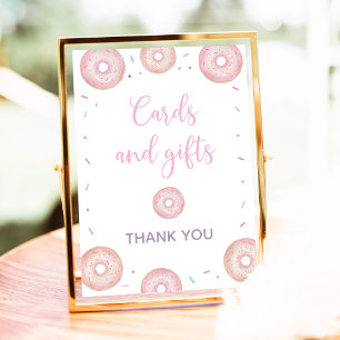 Rosa Pastel Donut-kort och gåvor födelsedagsskylt Poster