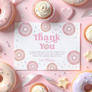 Rosa Pastel Donut Sprinkle Birthday Tack Kort