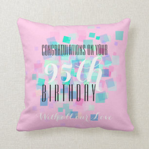 Rosa Pastel Färger 95th Birthday Anpassningsbar P Kudde