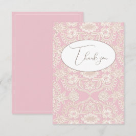 Rosa Pastel Faux Snöre - platta tackkort Tack Kort