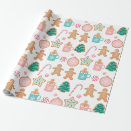 Rosa Pastel Gingertea Cookie Wrapping Papper Presentpapper