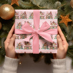 Rosa Pastel Gingertea Houses Presentpapper<br><div class="desc">Lägg till perfekten i dina helgdag med det här vackra,  rosa pastellsgingerbrödhuset som är pappert.</div>