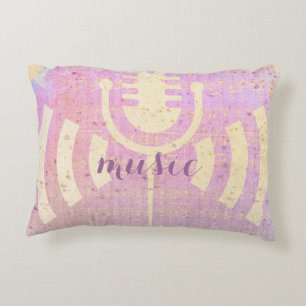 Rosa Pastel Grunge Kärlek Music Pillow Prydnadskudde