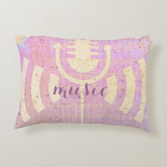 Rosa Pastel Grunge Kärlek Music Pillow Prydnadskudde (Baksidan)