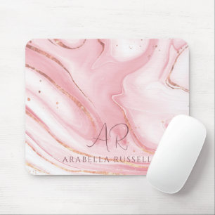 Rosa Pastel Guld Glitter Marble Anpassade Musmatta