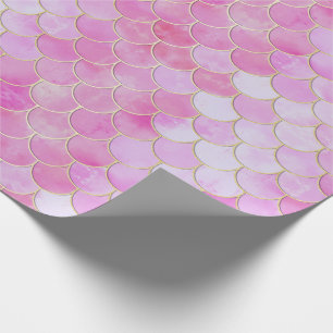 Rosa Pastel & Guld Shimmer Sjöjungfru Mönster Presentpapper