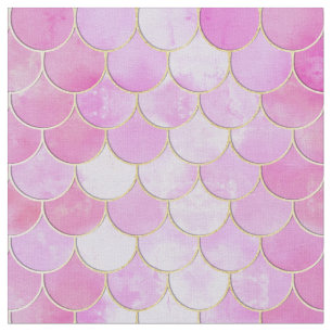 Rosa Pastel & Guld Shimmer Sjöjungfru Mönster Tyg