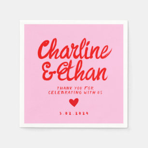 Rosa Pastel Handwrite Retro Wedding Favor Bag Pappersservett