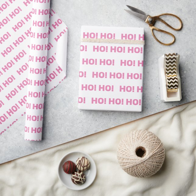Rosa Pastel Ho Ho Ho Mönster jul Helgdag Presentpapper (Hantverk)