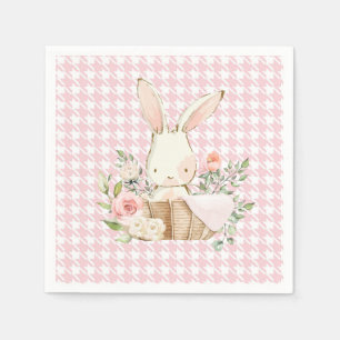 Rosa Pastel Houndstooth Bunny Rabbit Pappersservett