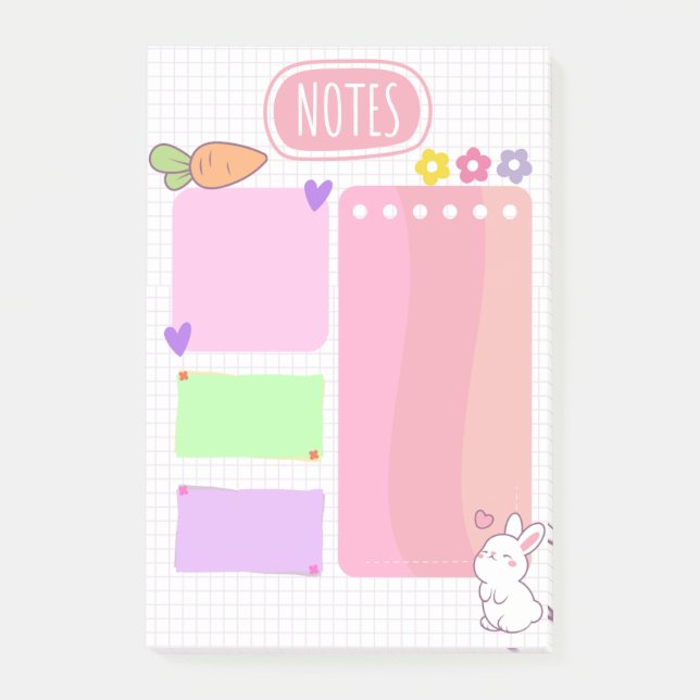 Rosa Pastel Kawaii Notes Post-it Block (Framsida)