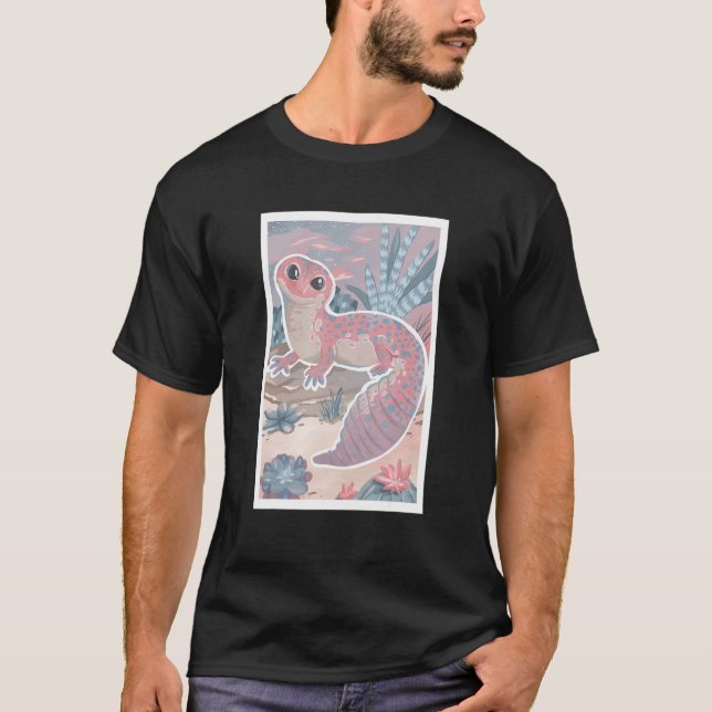 Rosa Pastel Leopard Gecko Pet Lizard Cute Reptile T Shirt (Framsida)