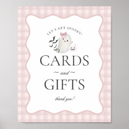Rosa Pastel Little Boo Ghost Card & Gifts Sign Poster