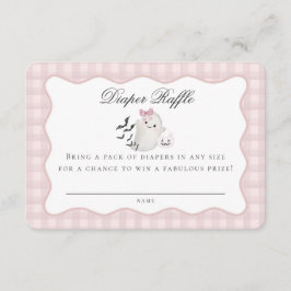 Rosa Pastel Little Boo Ghost Diaper Raffle Insert Tilläggskort