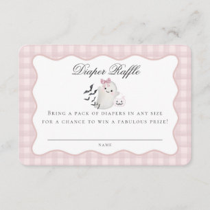 Rosa Pastel Little Boo Ghost Diaper Raffle Insert Tilläggskort