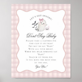 Rosa Pastel Little Boo Ghost säger inte Baby Game Poster