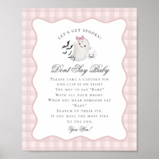Rosa Pastel Little Boo Ghost säger inte Baby Game Poster