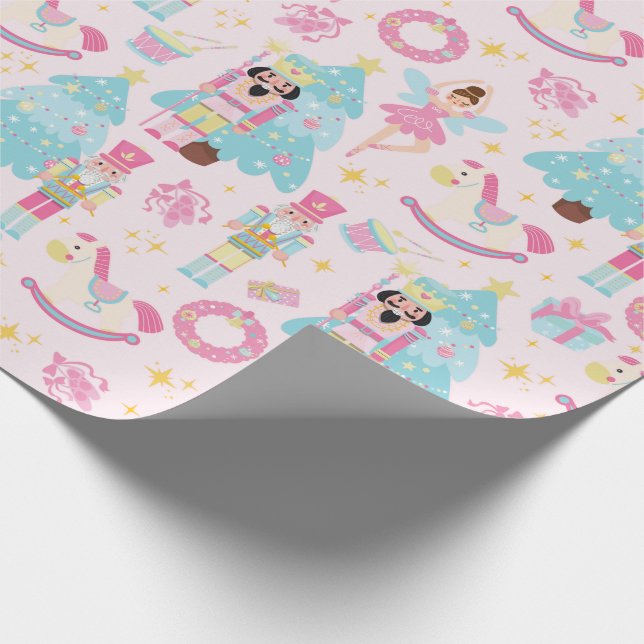 Rosa Pastel Nutcracker Ballet Wrapping Papper Presentpapper (Hörn)