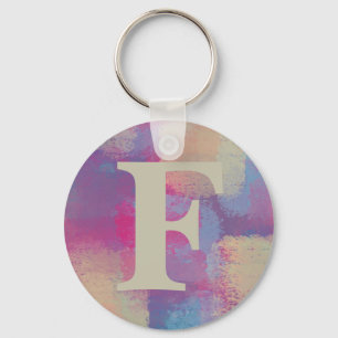 Rosa Pastel Patchwork Initial Nyckelring