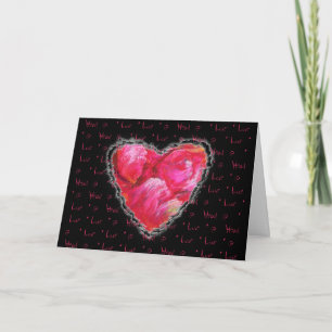 Rosa Pastel Petal Heart Valentine Kärlek Romantik Helgkort