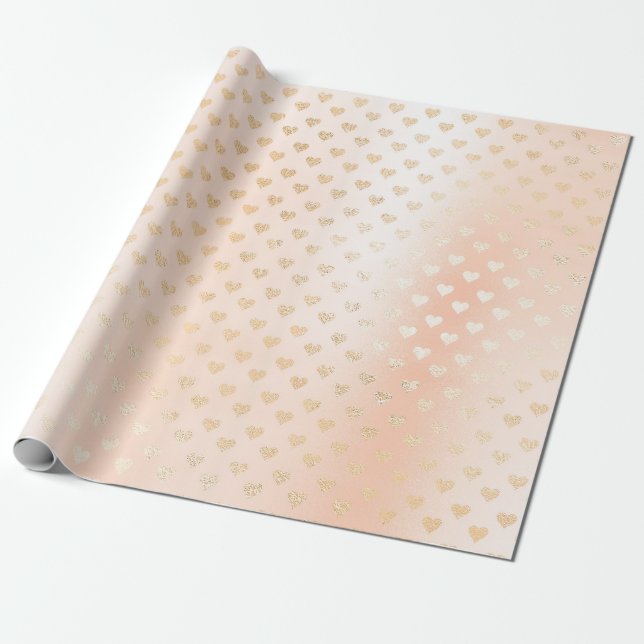 Rosa Pastel Powder Hearts Elegant Confetti Presentpapper (Utrullad)