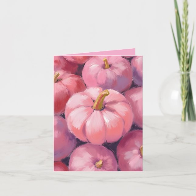 Rosa Pastel Pumpkins Halloween Helgkort (Framsida)