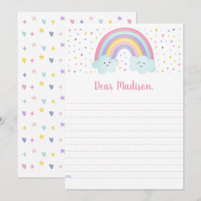 Rosa Pastel Rainbow Birthday Time Capsule Cards Inbjudningar (Fram/baksida)