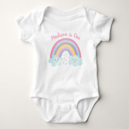 Rosa Pastel Rainbow Clouds första födelsedag T Shirt