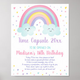 Rosa Pastel Rainbow First Birthday Time Capsule Poster