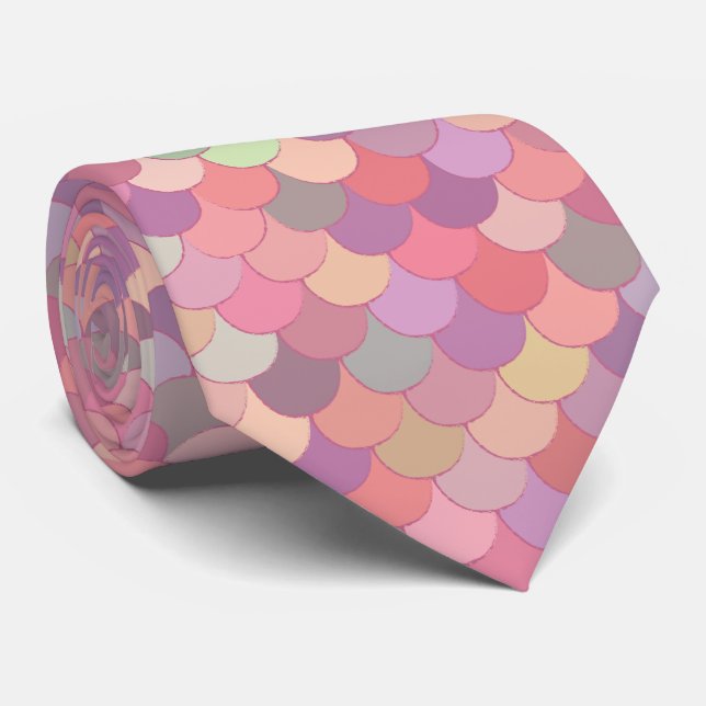 Rosa Pastel Rainbow Sjöjungfru Merman Scales Tie Slips (Rullad)