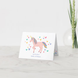Rosa Pastel Rainbow Unicorn Kids Personal Tack Kort