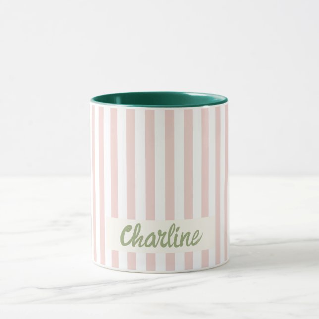 Rosa Pastel Retro Customized namn Mugg (Center)