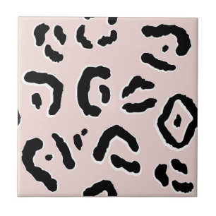 Rosa Pastel Roligt Animal Leopard Skriv ut keramis Kakelplatta