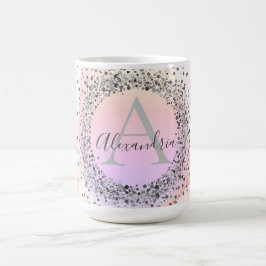 Rosa Pastel Silver Speckled Glittery Personlig Magisk Mugg