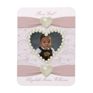 Rosa Pastel Snöre Pearl Baby Photo Magnet