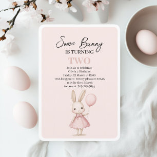 Rosa Pastel "some Bunny" Påsk Inbjudningar