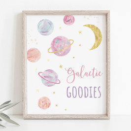 Rosa Pastel Space Galactice Goodies Birthday Sign Poster