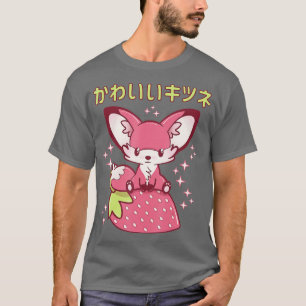 Rosa Pastel Strawberry Fox Japansk Kawaii Rosa Go T Shirt