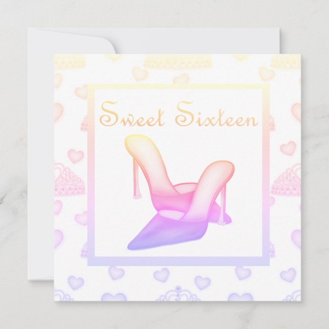 Rosa pastel sweet sixteen SHOES BIRTHDAY Inbjudningar (Framsida)