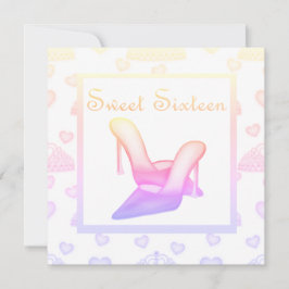 Rosa pastel sweet sixteen SHOES BIRTHDAY Inbjudningar