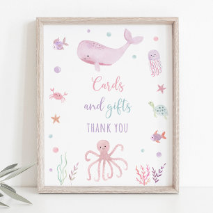 Rosa Pastel under Sea Birthday Gifts Sign Poster