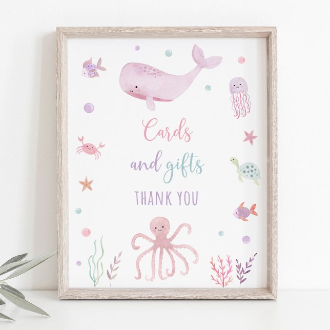 Rosa Pastel under Sea Birthday Gifts Sign Poster (Skapare uppladdad)