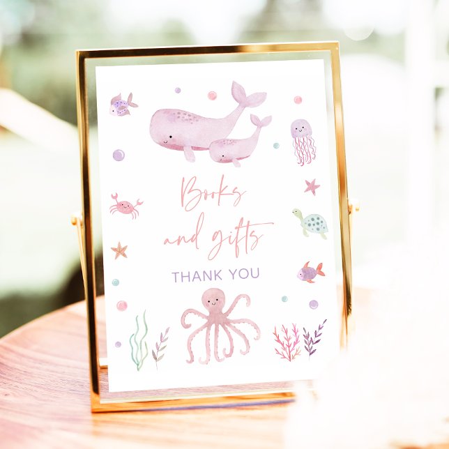 Rosa Pastel under Sea Bokar and Gifts Sign Poster (Skapare uppladdad)