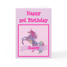 Rosa Pastel Unicorn Birthday Card