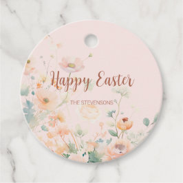 Rosa Pastel Vår blommor Glad påsk Gåvor Etiketter