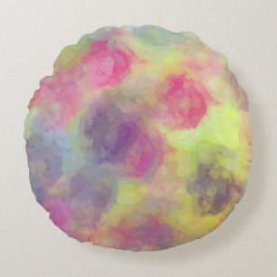 Rosa Pastel Watercolor Cotton Bollar Rund Kudde