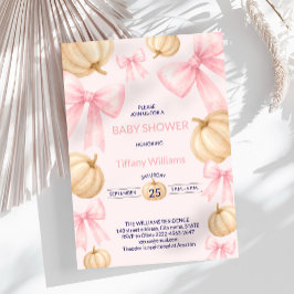 Rosa Pastel Watercolor Pumpkin bow ribbon Inbjudningar